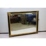 Large 20th century Black and Gilt Framed Bevelled Edge Rectangular Mirror, 141cm x 110cm