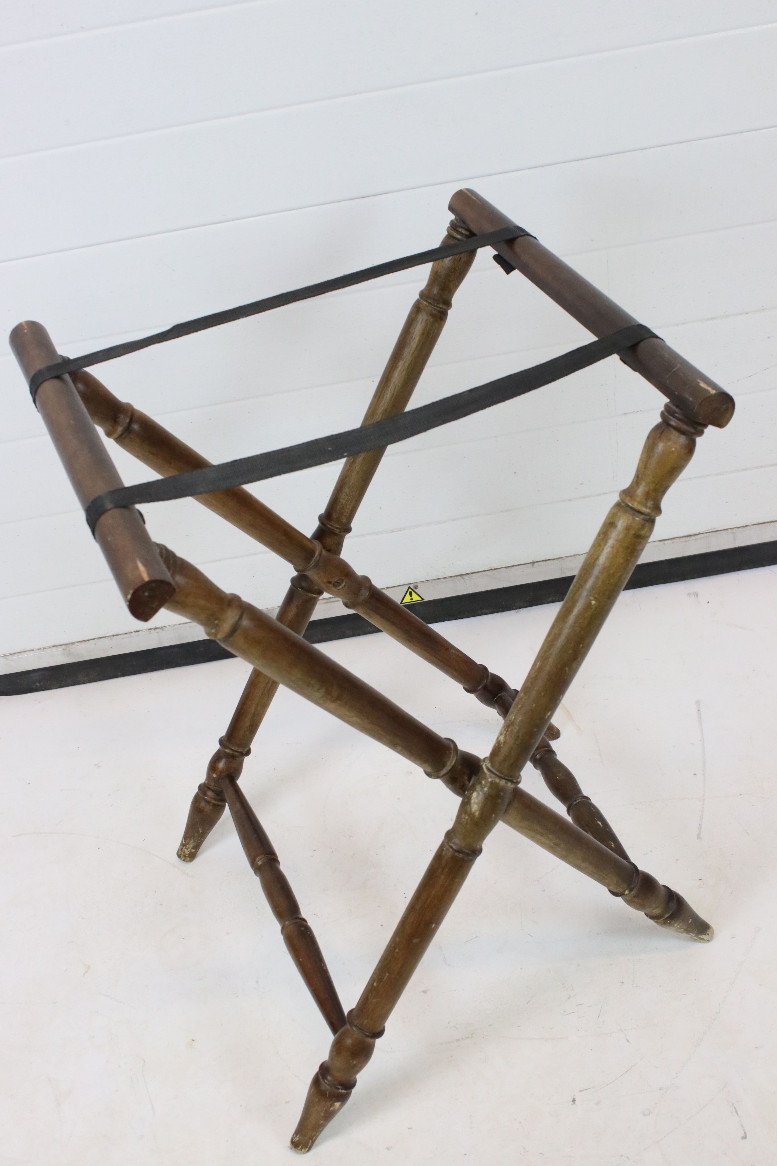 19th century style Mahogany Butlers Tray on Folding Stand, 70cm wide x 54cm deep x 81cm high - Image 3 of 5