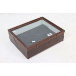 Wooden Framed Table Top Display Cabinet with hinged glazed top, 37cm x 29cm x 12cm high