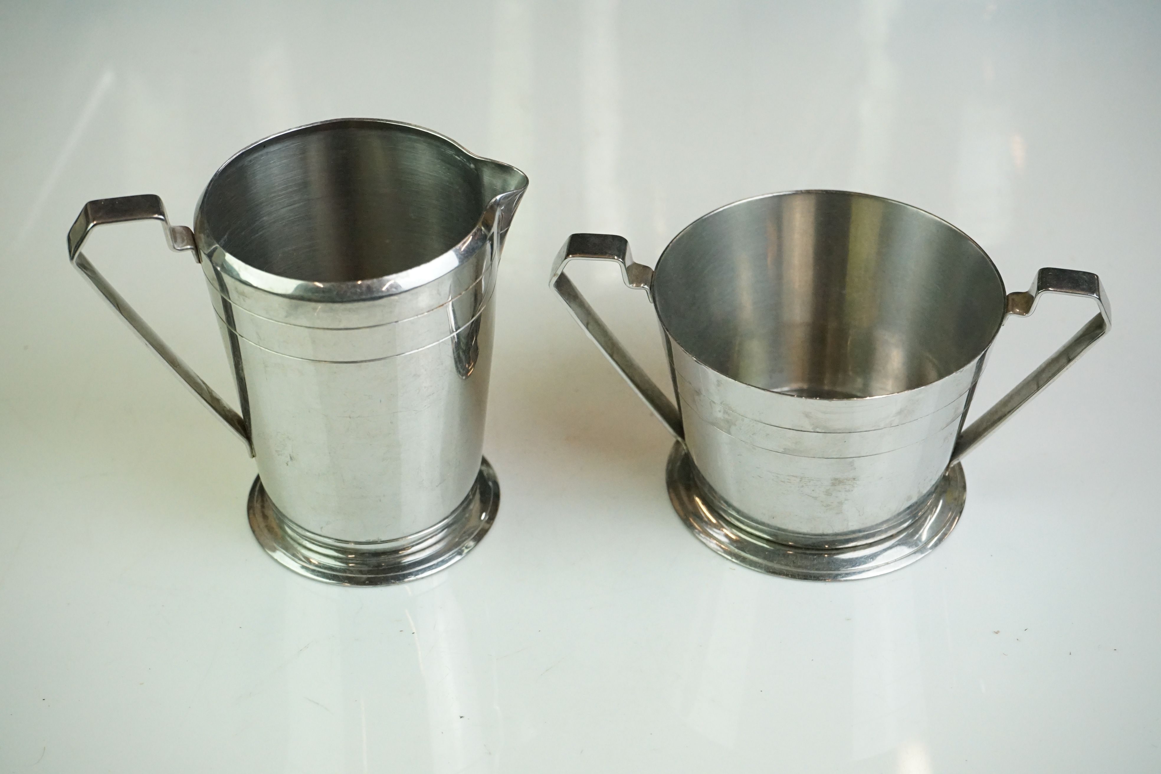 A mid 20th century stainless steel tea service by Oldhall. - Image 3 of 7