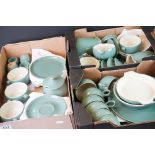 Three Trays of Denby Green Glazed Stoneware Tea and Dinner ware