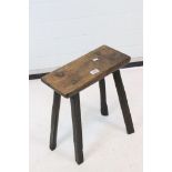 Antique Elm Stool on four chamfered legs