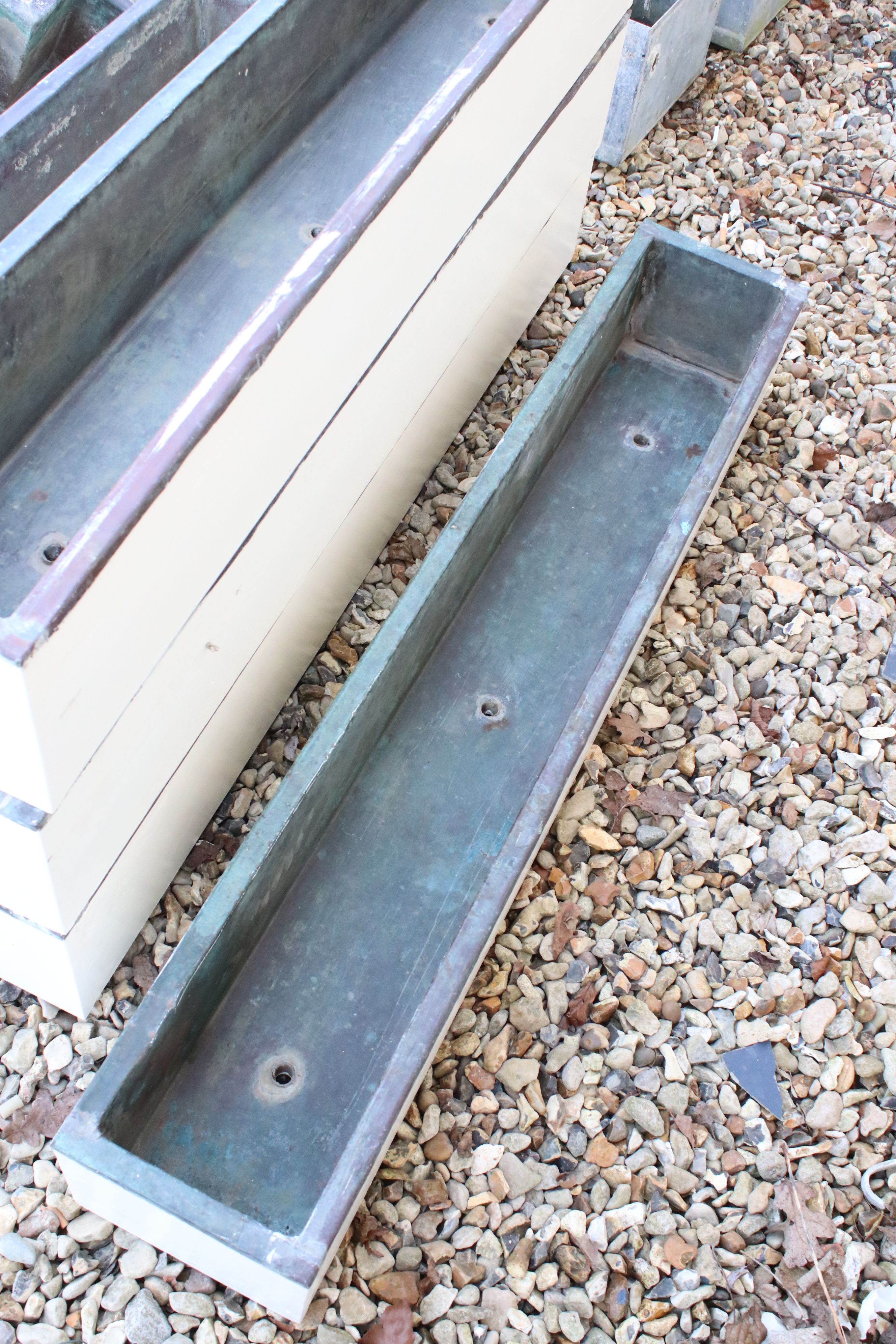 A collection of eight copper lined plant pots / window boxes. - Image 4 of 4