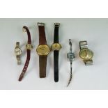A small collection of watches to include a ladies 9ct gold cased example.