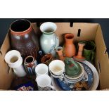 Collection of Ceramics including Farnham Greenware Three Handled Mug, Torquayware, Beswick