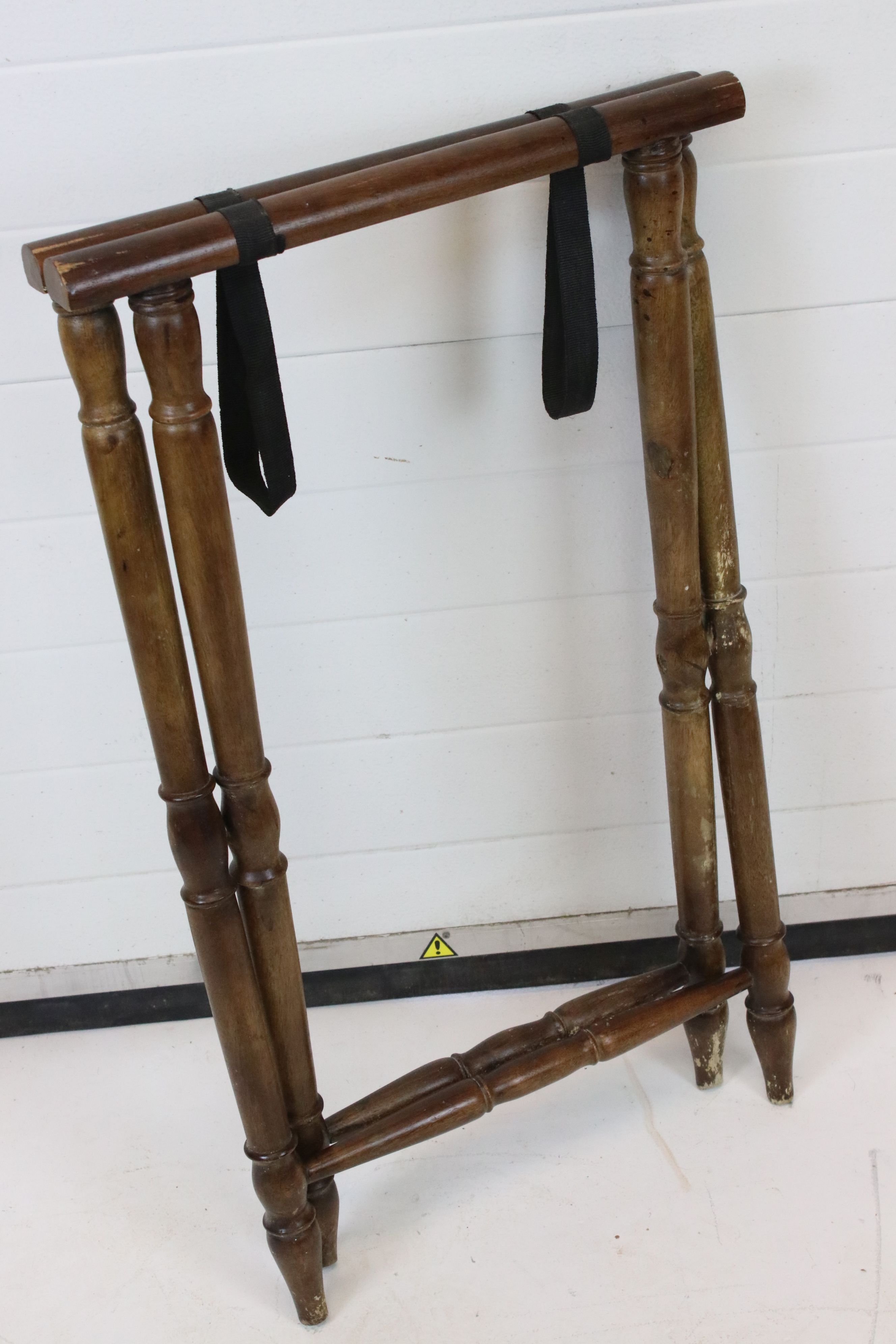 19th century style Mahogany Butlers Tray on Folding Stand, 70cm wide x 54cm deep x 81cm high - Image 4 of 5