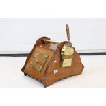 Victorian Mahogany and Brass Mounted Coal Box with Brass Shovel, 52cm long