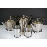 A mid 20th century stainless steel tea service by Oldhall.