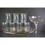 Glassware including Large Centrepiece Pedestal Bowl with air twist stem 26cm high, large shallow