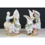 Pair of Late 19th / Early 20th century Meissen Porcelain Vases in the form of Figures holding the