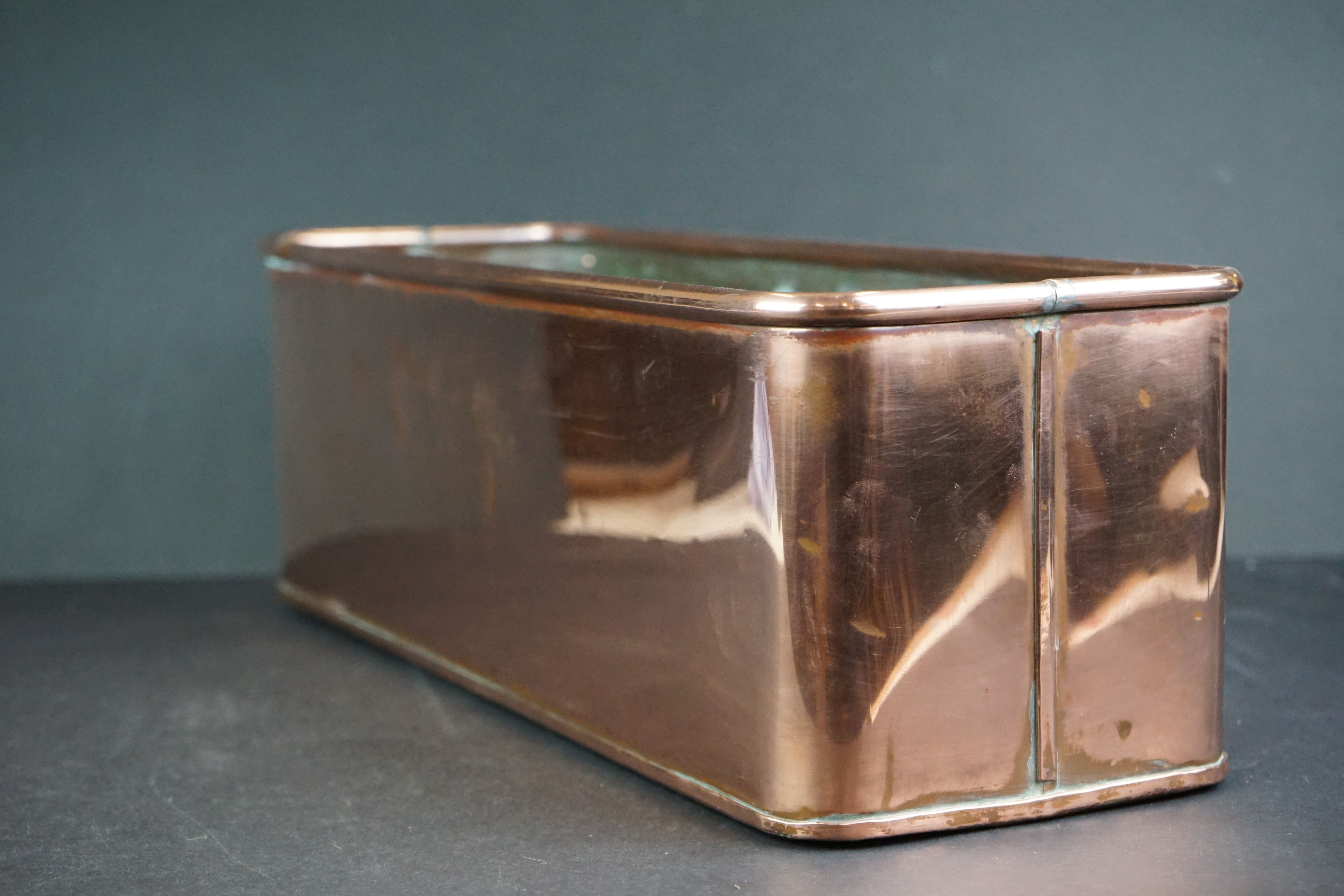 Large Copper Rectangular Planter, 43cm long x 14cm high - Image 2 of 4