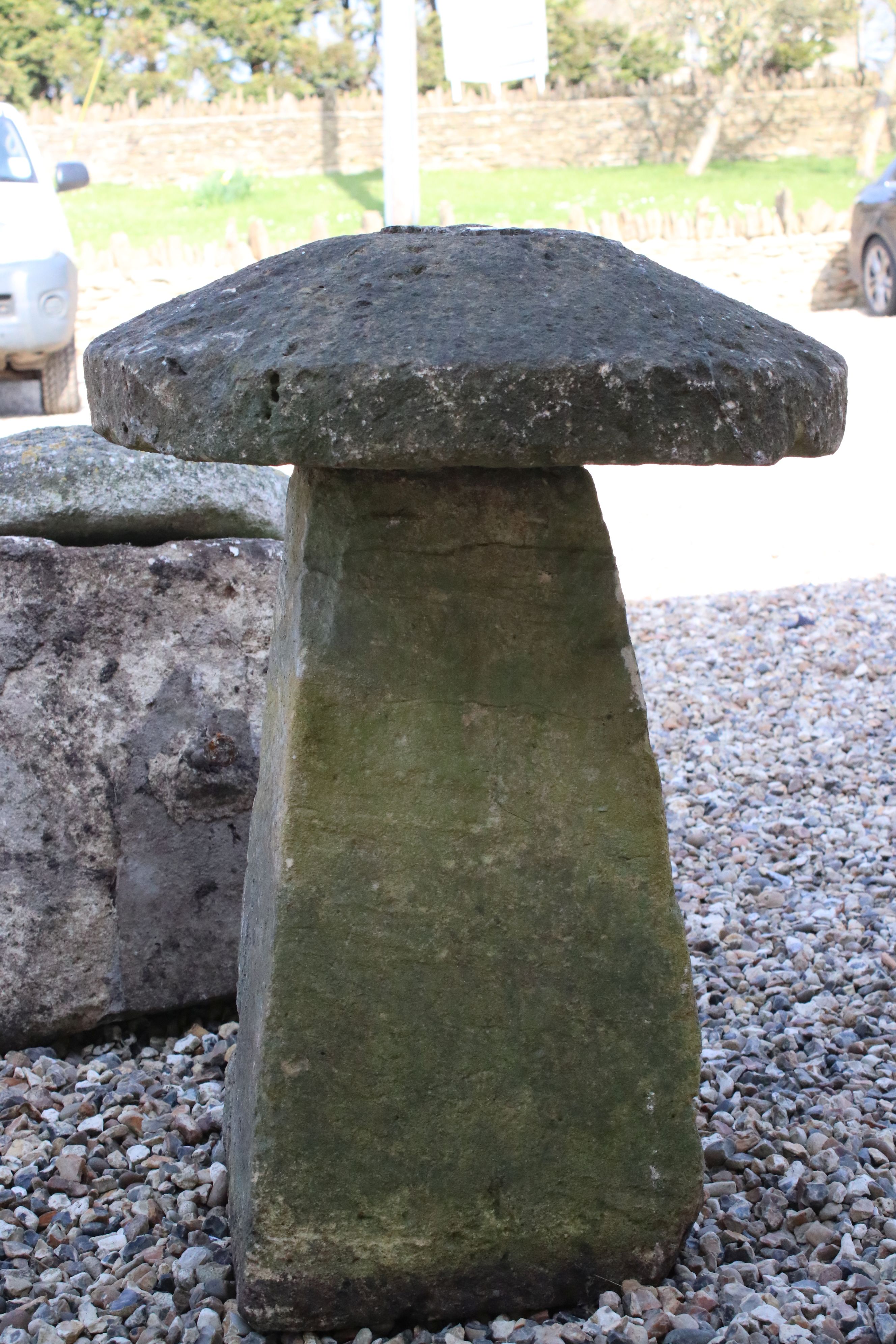 An antique two piece staddle stone, height is approx 77cm - Image 3 of 3