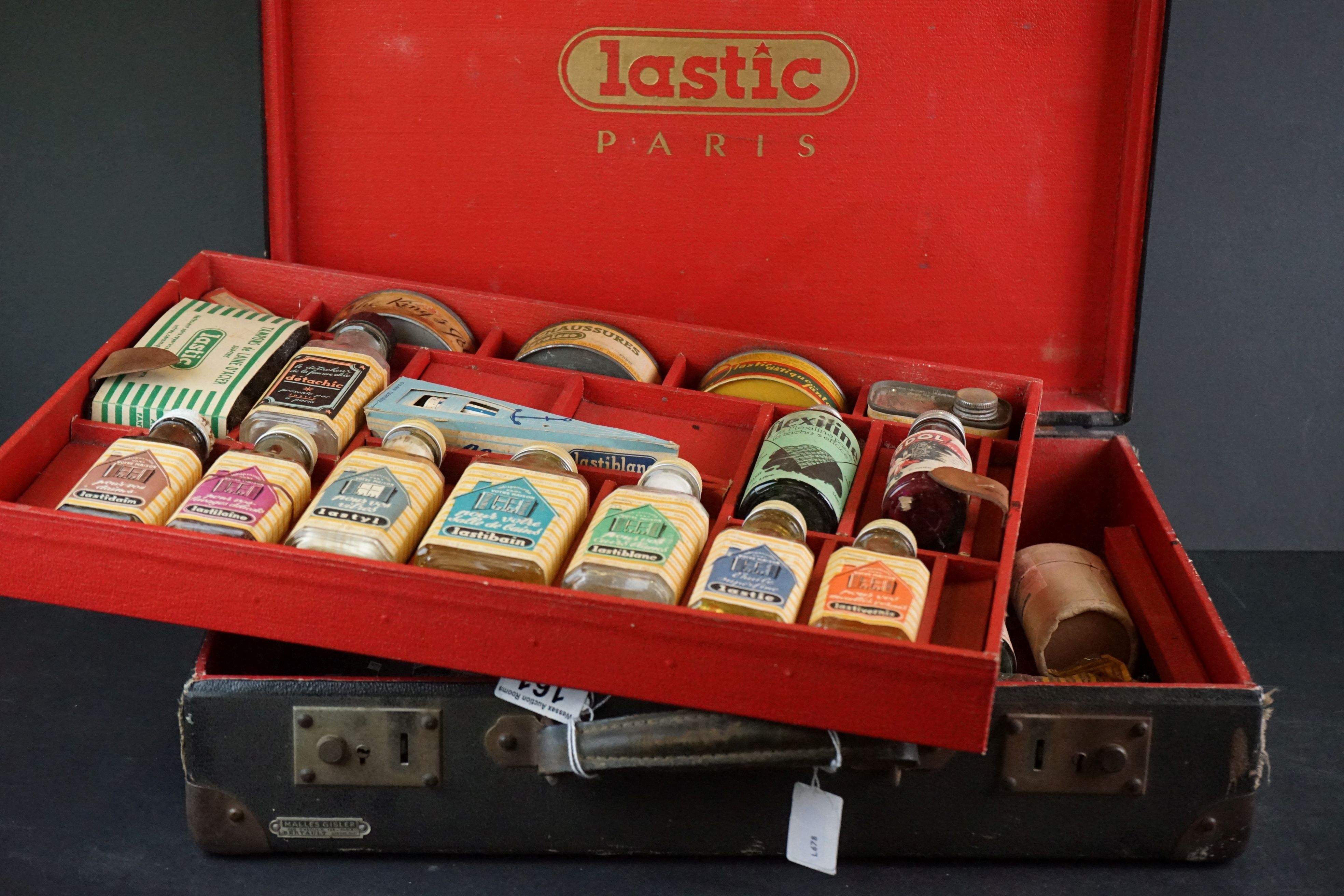 Early 20th century French 'Lastic ' Travelling Salesman's Case, the interior with lift out tray