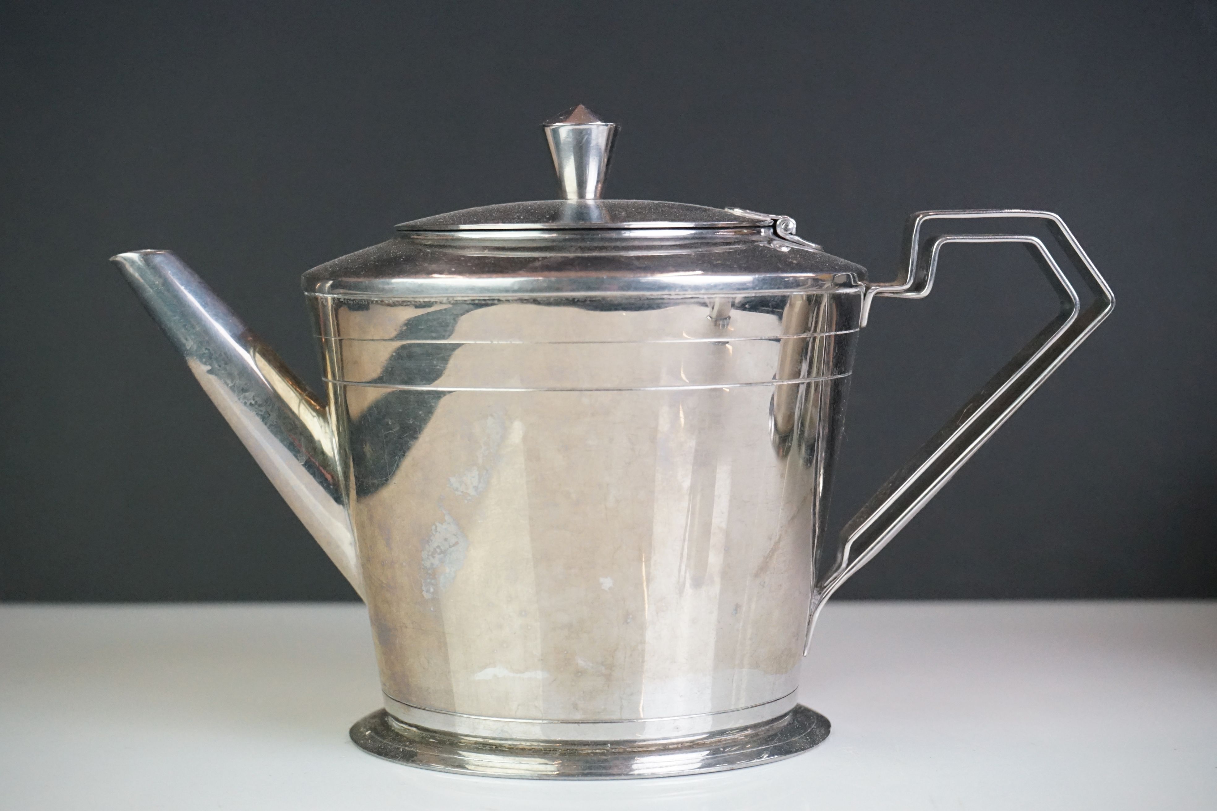 A mid 20th century stainless steel tea service by Oldhall. - Image 4 of 7