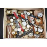 A large collection of wristwatches and pocket watches to include Seiko, Timex, Sekonda and Ingersoll