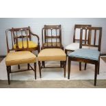 Six Chairs including Regency Brass Inlaid Side Chair, Pair of George III Mahogany Side Chairs,