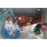 Collection of Glass including Five Paperweights, Heavy Studio Glass Tear Drop Ornament, Studio Glass