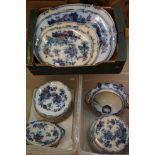 Victorian Ironstone Dinner Ware decorated in the Ciris pattern including 4 graduating Meat Plates,