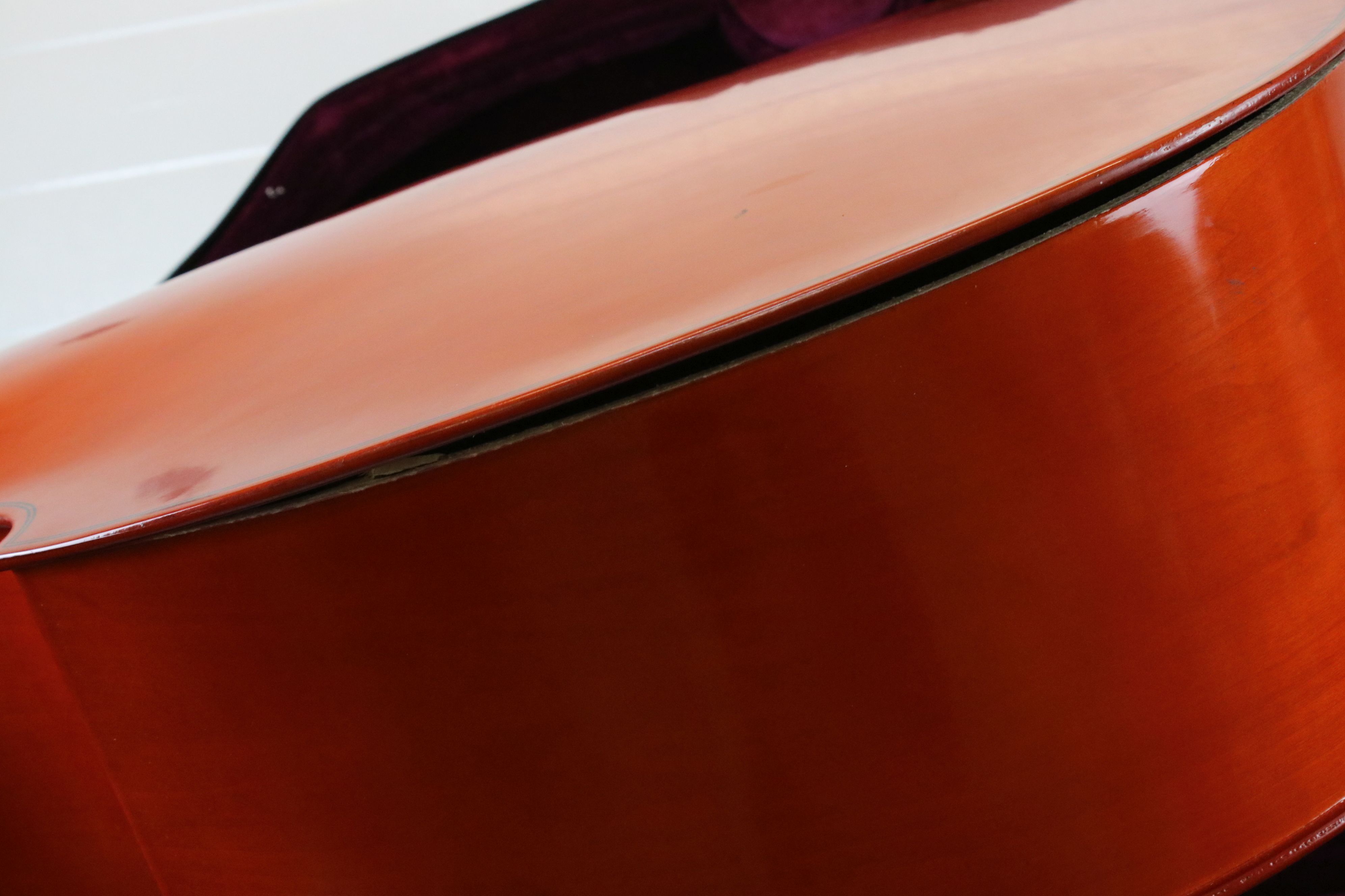 A full size upright double bass together with protective gig bag. Missing bridge (A/F See Images). - Image 10 of 16