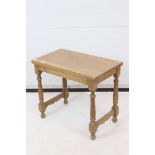 Spanish Fruitwood Side Table on turned and block legs, 63cm long x 53cm high