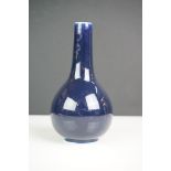 Small Chinese Blue Glazed Bottle Vase, 14.5cm high