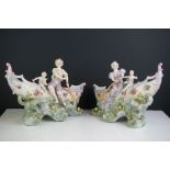 Pair of Late 19th / Early 20th century Continental Porcelain Bowls in the form of a Girl and Boy