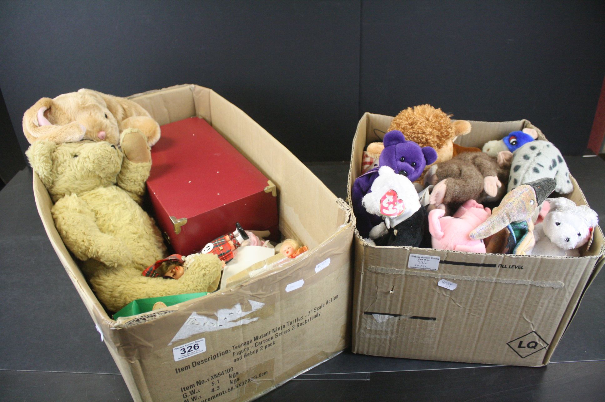 Soft Toys and Dolls - 11 soft toys, 3 Beanie Baby Bears, 12 further Bean Toys, Fur Real Monkey,