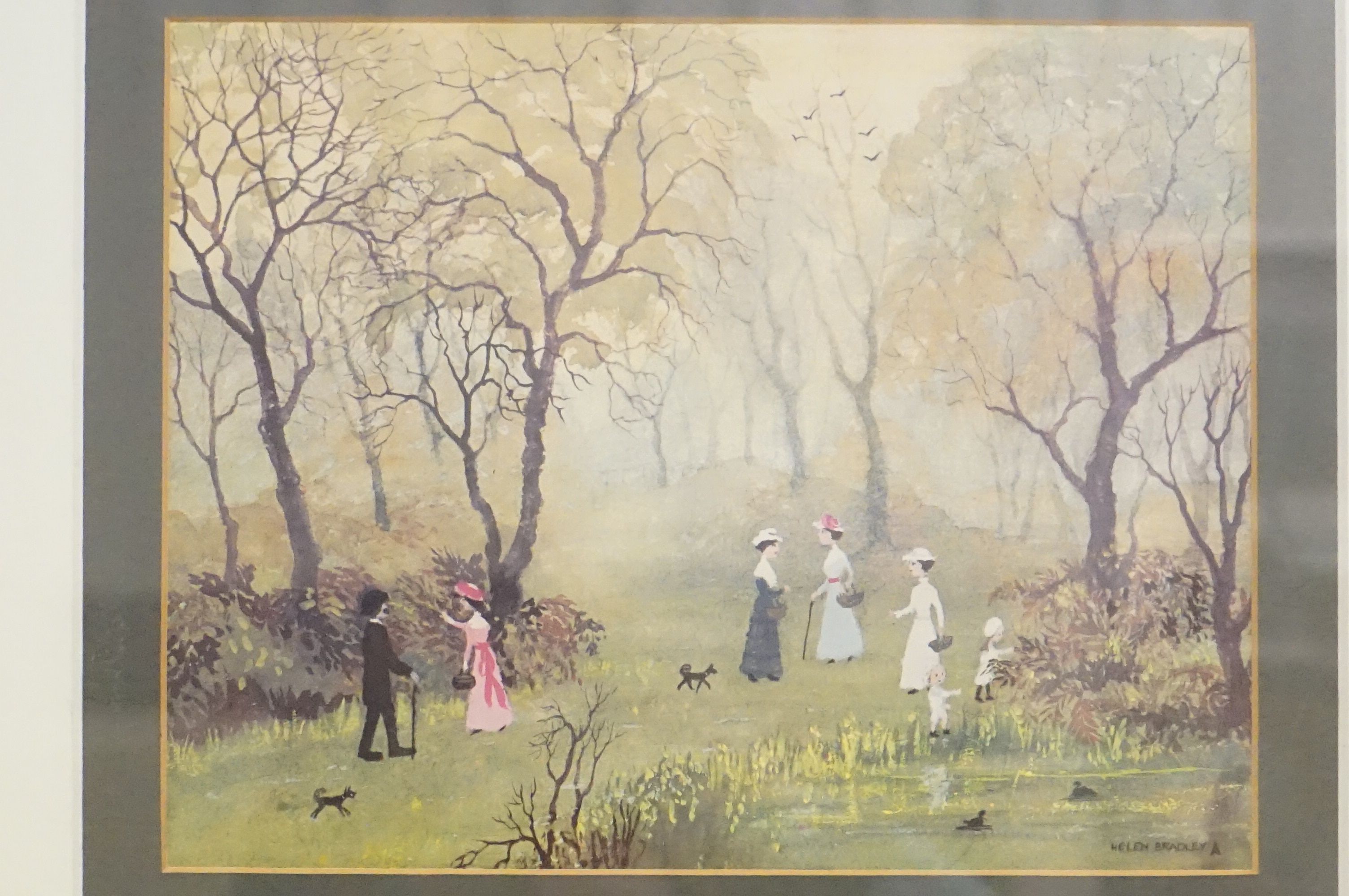 Helen Layfield Bradley (1900 - 1979) a 1970s framed art print ' Gathering Blackberries ' - Bild 2 aus 5