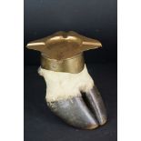 Early 20th century Taxidermy Cow Hoof mounted with a Brass Ashtray, 16cm high