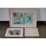 Paula McArdle, Signed Artists Proof Etching titled ' Walking the Dog ', image 53cm x 34cm together