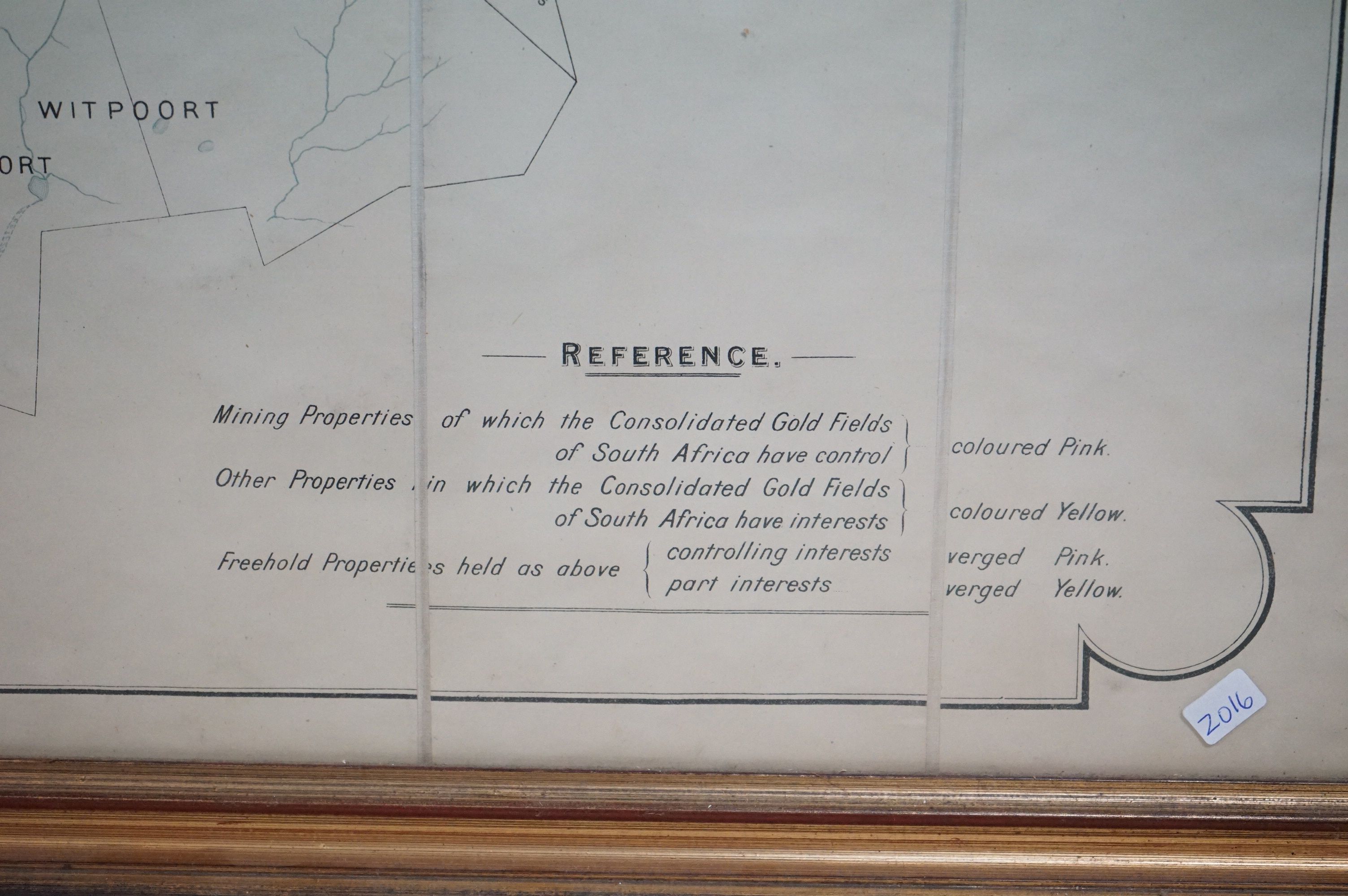 19th century Hand Coloured Map being ' The Consolidated Gold Fields of South Africa Limited, General - Image 6 of 8