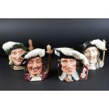 Set of Four Royal Doulton Large ' The Three Musketeers ' Character Jugs including Aramis, Athos,