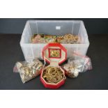 A large collection of mainly ladies vintage watches together with a quantity of costume jewellery.