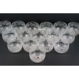 Set of Sixteen Late 19th / Early 20th century Glass Finger Bowls with floral etched decoration and