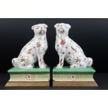 Pair of Contemporary Ceramic Bookends in the form of Pug Dogs on Plinth Bases, 19cm high