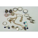 A small collection of mainly silver jewellery to include cufflinks and rings.