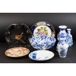 Five items of Chinese and Japanese Ceramics together with a Lacquered Crumb Tray and a Hand