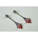 Pair of silver plique-a-jour Art Nouveau style drop earrings
