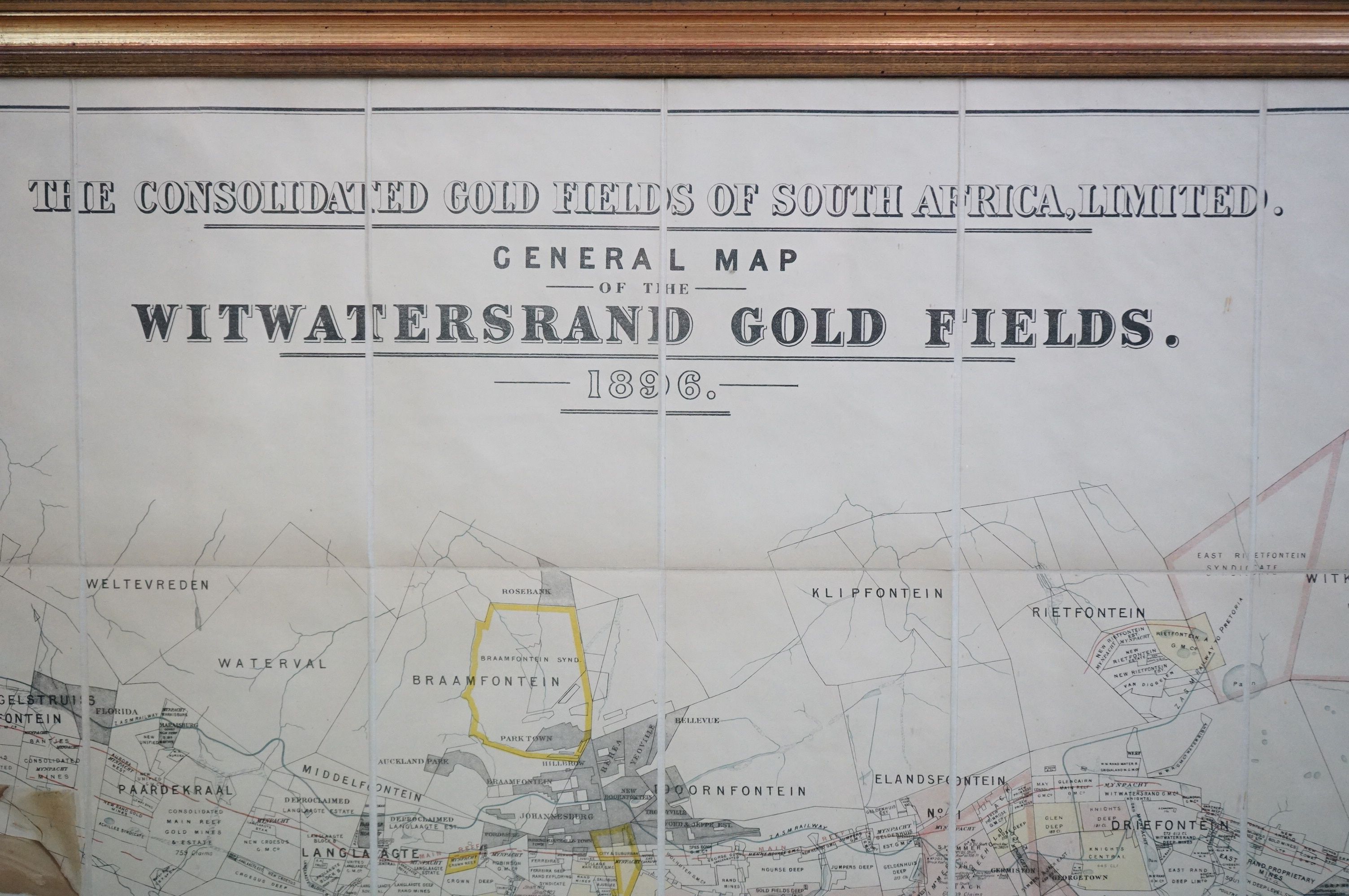 19th century Hand Coloured Map being ' The Consolidated Gold Fields of South Africa Limited, General - Image 2 of 8