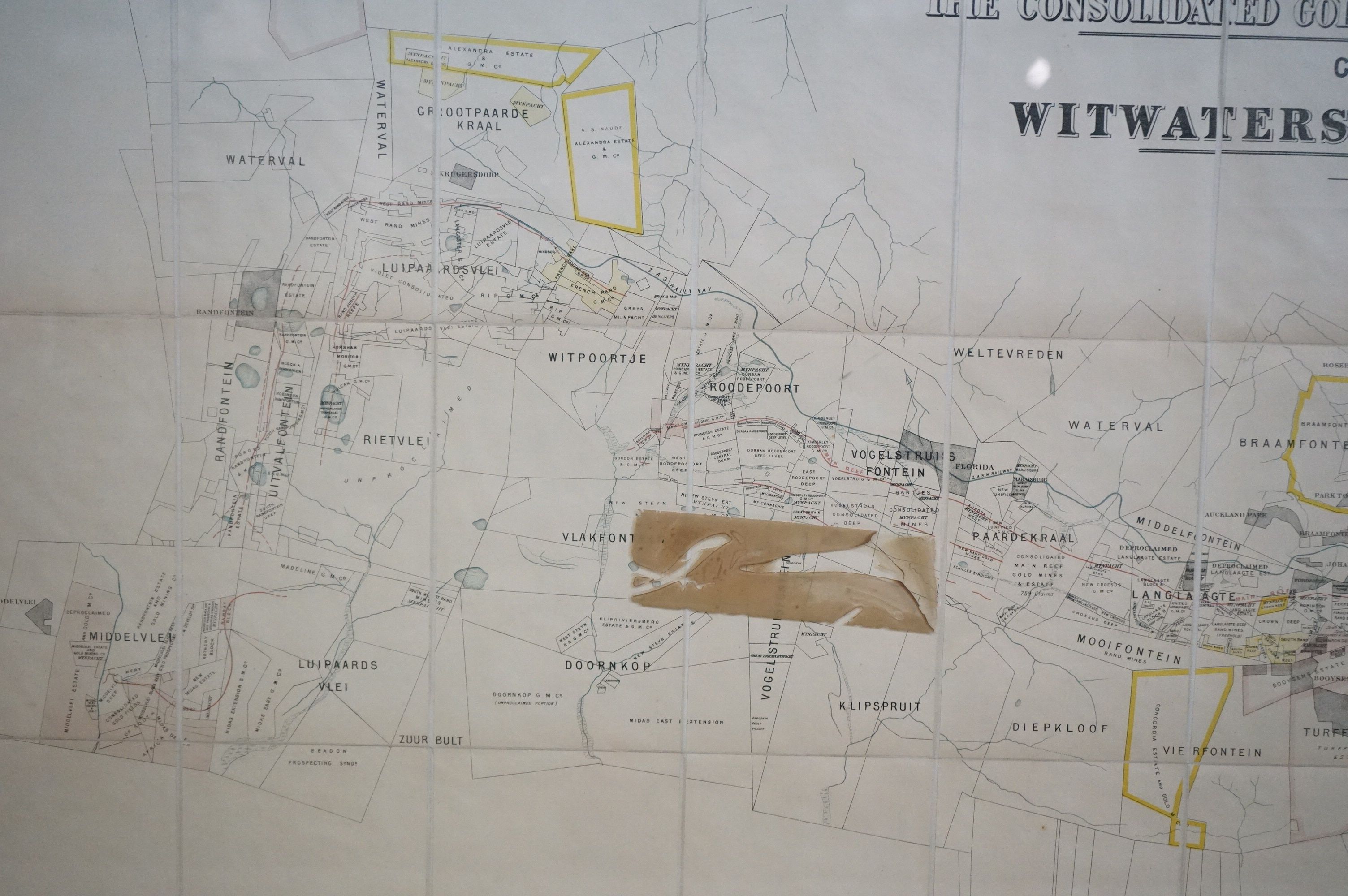 19th century Hand Coloured Map being ' The Consolidated Gold Fields of South Africa Limited, General - Image 3 of 8