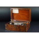 19th century Walnut and Brass Bound Writing Slope Box, the interior replaced with a cylindrical