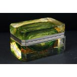 Italian Murano Sommerso Glass and White Metal Mounted Table Casket / Rectangular Box with cut