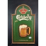 Breweriana - a wooden Carlsberg advertising beer sign