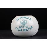 Advertising - Early 20th century Ceramic Summers' Bristol Soda Water ' Match Striker, 8cm high