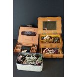A small collection of vintage and contemporary costume jewellery within three boxes.