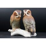 Karl Ens, a rare pair of bisque pottery owls, no. 7751