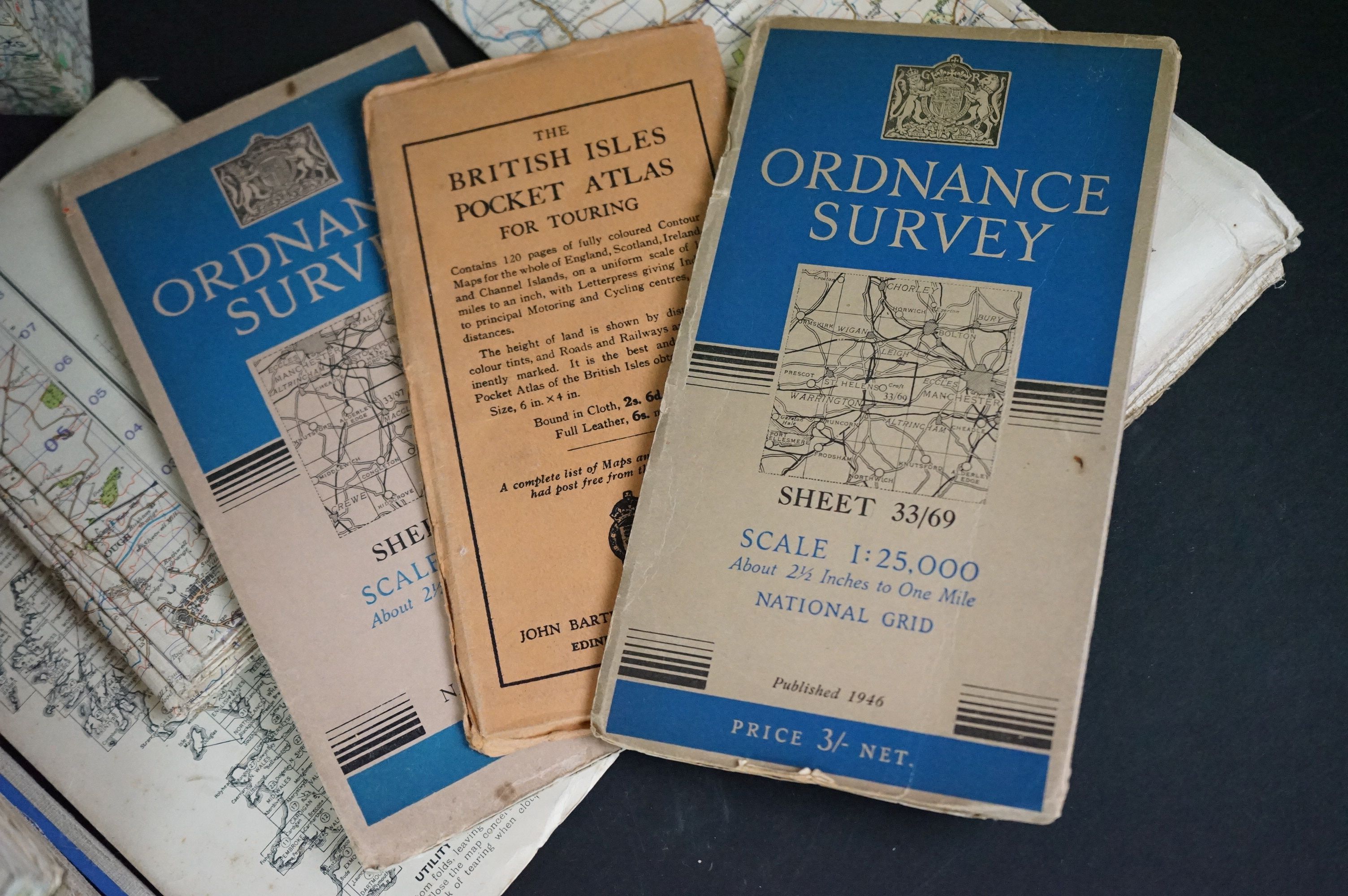 Approximately 36 Folded Maps including One-Inch New Popular Edition Ordnance Survey Maps, - Image 2 of 7