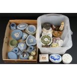 Over 20 items of Small Wedgwood Jasperware items including Pale Blue and Green together with