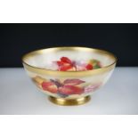 Royal Worcester Bowl decorated with autumnal fruits and foliage by Kitty Blake, 18cm diameter