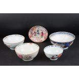 Five Chinese Porcelain Bowls decorated in the Famille Rose and Imari palettes, largest bowl 17cm